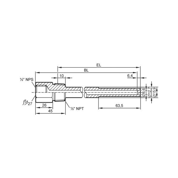 E37220 IFM - Tubo Protetor para Sensores de Temperatura Proteção de Sensores 125mm 1/2 NPT 400bar