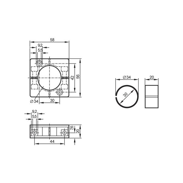 E10077 IFM - Grampo de Fixação IFM Fixação de sensores Com manga redutora 34mm