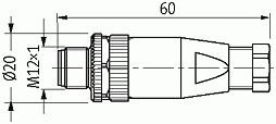 CONNECTOR PARAF M12 MACHO 8 POLOS RETO (6 8MM)