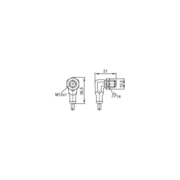 EVC16A IFM - Cabo Conector ifm M12 Angular Conexão Industrial 5m PUR IP69K