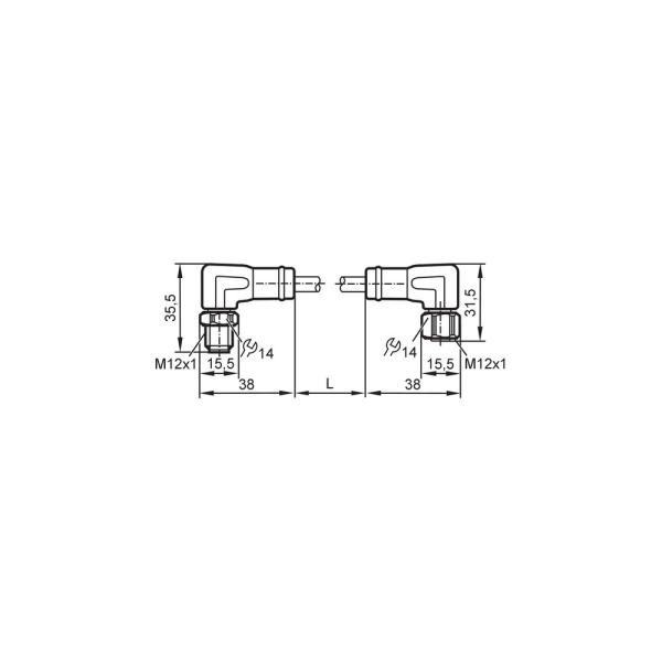 EVF517 IFM - Cabo de Ligação ifm M12 Angular Indústria Alimentícia 20m IP69K