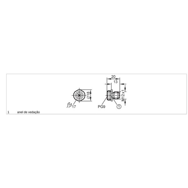 E10411 IFM - Conector Adaptador IFM M12 Automação Industrial 4 Pinos 0.5m IP67