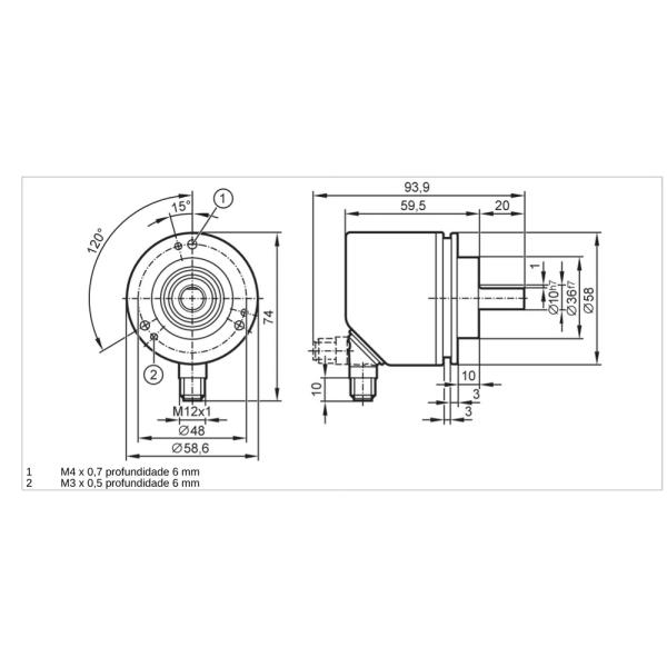 RMV300 IFM - Encoder Absoluto Multivolta Monitoramento de Posição Eixo 10mm IO-Link