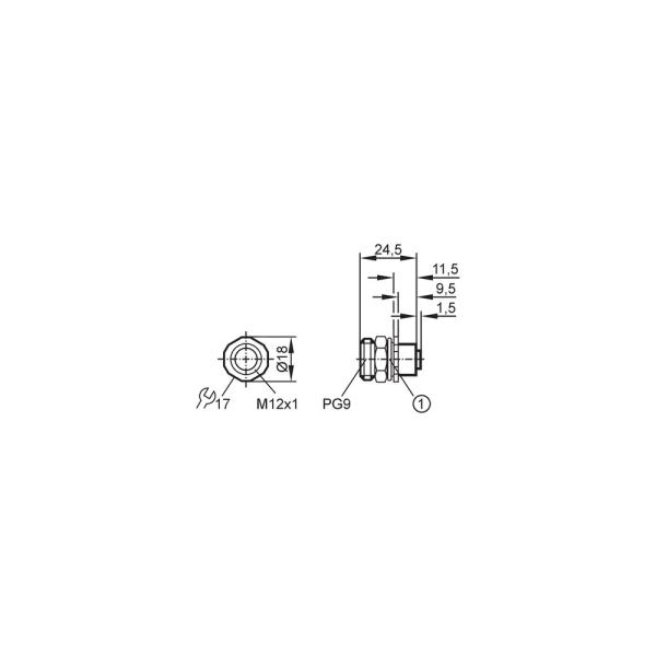 E11067 IFM - Soquete de Instalação M12 Automação Industrial 4 Contatos, 0.5m, IP68