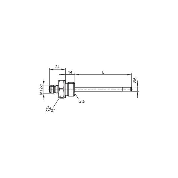 TM4441 IFM - Sensor de Temperatura Pt100 IFM Medição de fluidos G 1/2, 150mm, -40 a 150°C