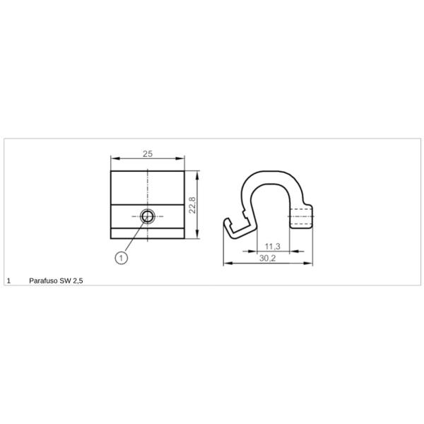 E11797 IFM - Adaptador de Montagem IFM Para Cilindro de Perfil Alumínio 22,8x25x30,2mm