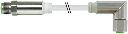 M12 male 0° / M12 female 90° Steel