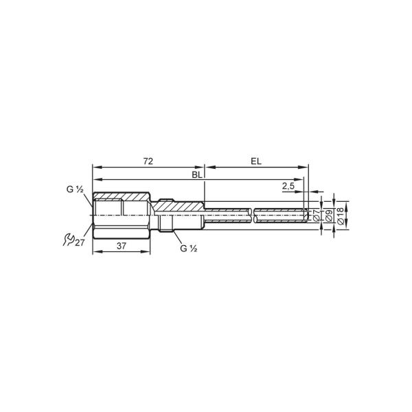 E37511 IFM - Tubo Protetor para Sensor de Temperatura Proteção de Sensores Inox 316L 68mm G 1/2
