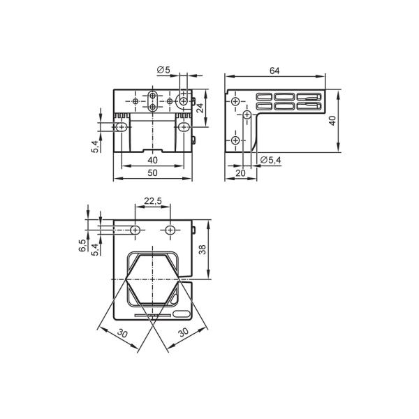 E30421 IFM - Flange Angular de Montagem Fixação de Sensores Plástico Rígido 40x50x64mm