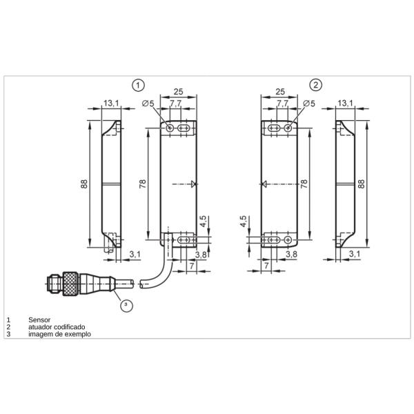 MN503S IFM - Sensor Magnético de Segurança Monitoramento de Portas 24V DC M12 IP69K