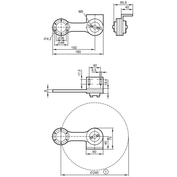 E61438 IFM - Braço de Mola para Encoders Para Encoders com Flange Alumínio Anodizado