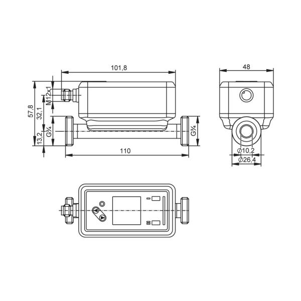 SU7020 IFM - Sensor de Vazão Ultrassônico IFM Medição de vazão 0,5...75 l/min, IO-Link, G 3/4