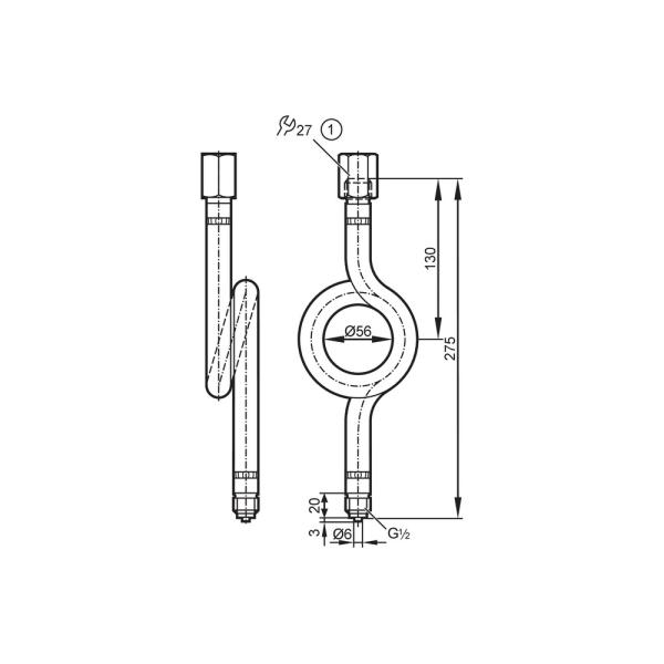 E30141 IFM - Sifão para Sensor de Pressão IFM Proteção para Fluidos Industriais G 1/2 Aço 1.0345