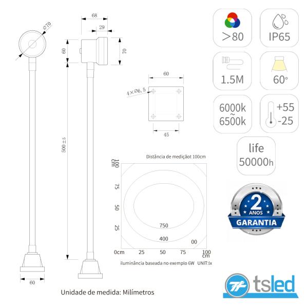 Luminária para Máquina Ferramenta TS LED 11 12-24 AC/DC