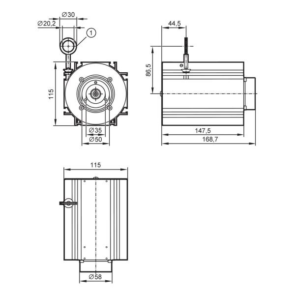 E61443 IFM - Mecânica de Tração por Cabo Draw Wire para Encoders Flange 58mm 10000mm Eixo 6mm