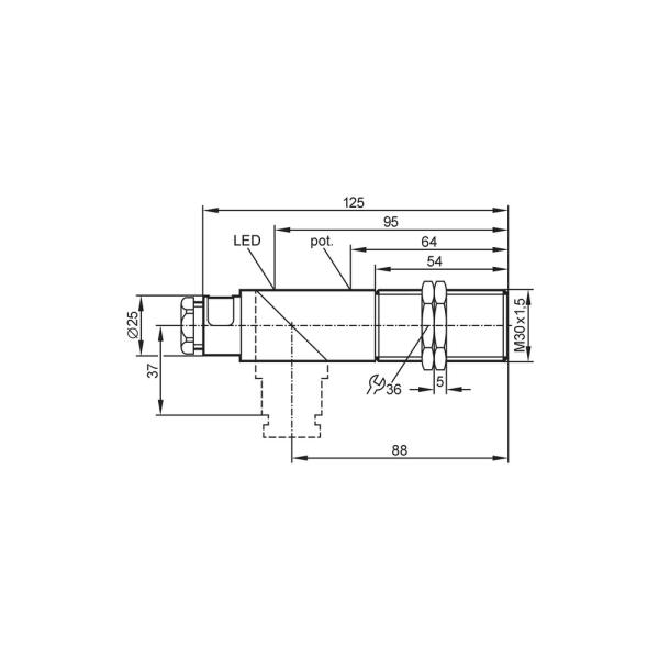 KI0024 IFM - Sensor Capacitivo IFM Detecção de nível e objetos M30 15mm AC/DC IP65