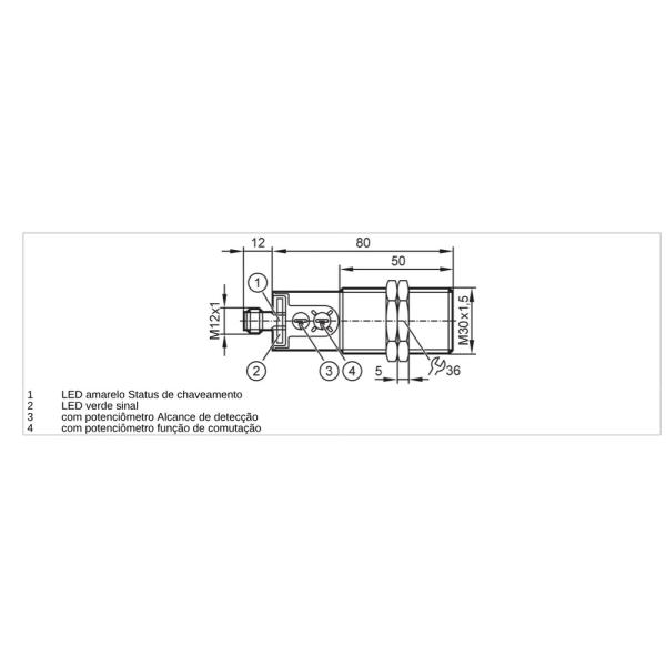 KI6000 IFM - Sensor Capacitivo ifm Detecção de nível e objetos M30, PNP, IO-Link, 40mm