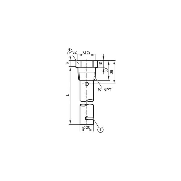 E43224 IFM - Tubo Coaxial ifm Sensores de Nível LR 1400mm 3/4 NPT