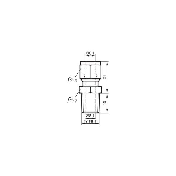 E40262 IFM - Adaptador de Anel Progressivo Conexão de Sensores 8mm 1/4 NPT Aço Inox 316L 50bar