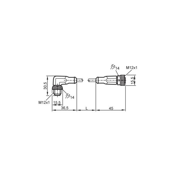 EVC029 IFM - Cabo de Ligação IFM Automação Industrial 5m PUR IP69K M12