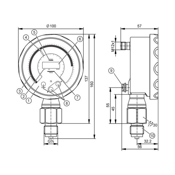 PG1414 IFM - Sensor de Pressão ifm Monitoramento Industrial -1 a 16 bar IO-Link