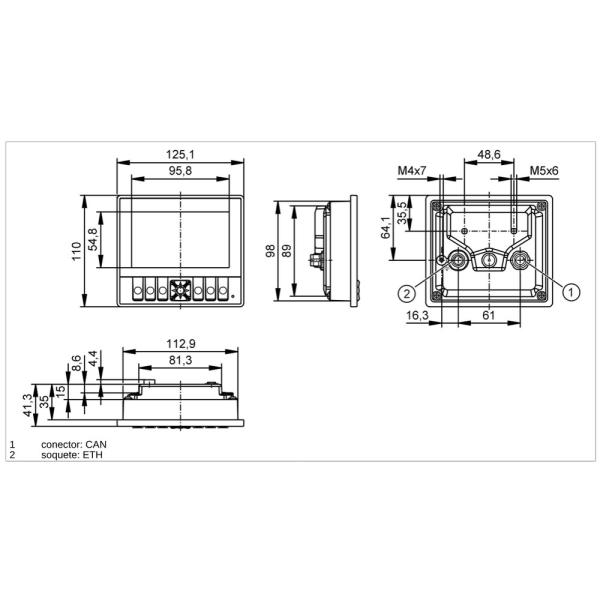 CR1140 IFM - Display Gráfico Programável ifm Controle de Máquinas Móveis 4.3 pol CAN Ethernet