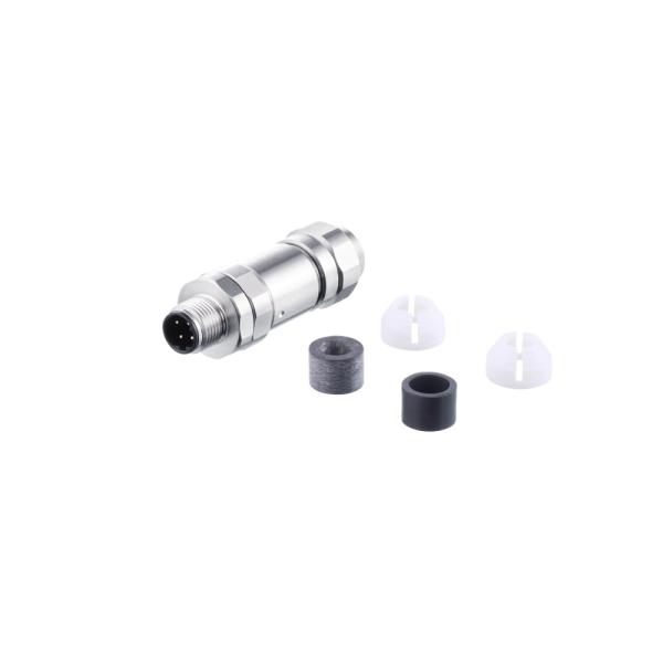 E12855 IFM - Conector M12 Reto Codificação D Automação Industrial Aço Inoxidável IP69