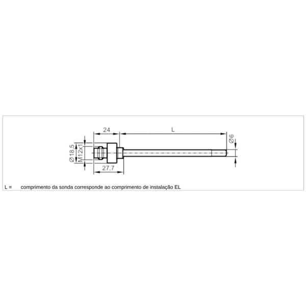TT0281 IFM - Sensor de Temperatura IFM Medição de fluidos Pt100 100mm -40 a 150°C M12