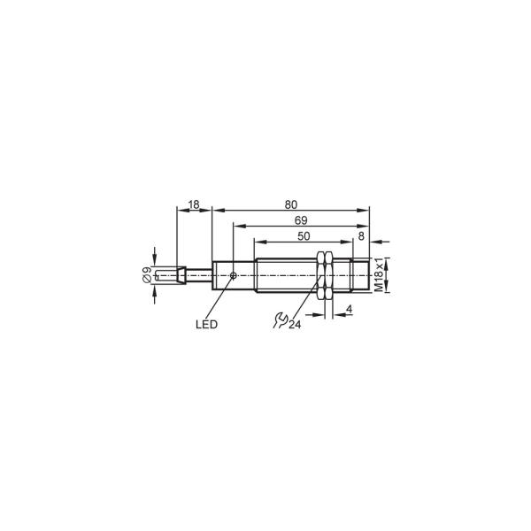 IG0012 IFM - Sensor Indutivo IFM Detecção de objetos M18 8mm NA 20-250V AC/DC