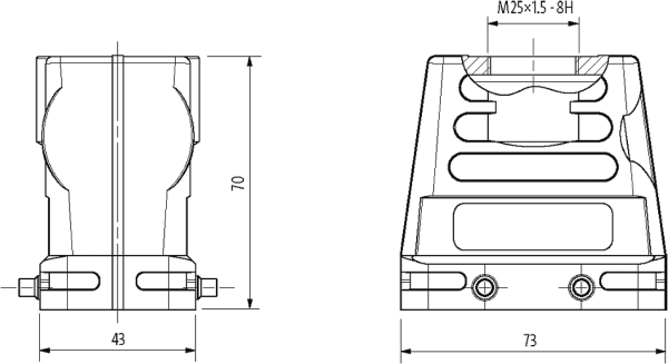 BASE ALTA PARA TOMADA B10 COM SAIDA FRONTAL M25 IP65.
