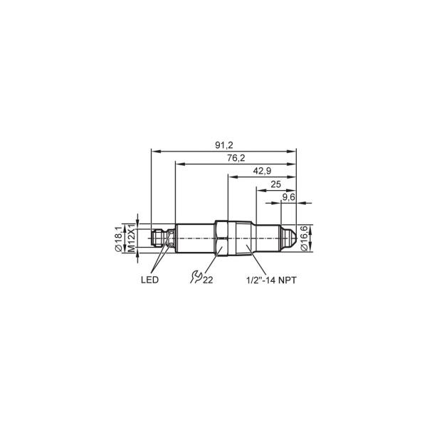 LMC500 IFM - Sensor de Nível Capacitivo ifm Detecção de Nível Limite IO-Link 25mm 1/2" NPT
