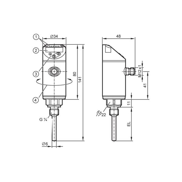 TN2115 IFM - Sensor de Temperatura com Display Monitoramento de Processos IO-Link -50 a 150°C G1/4