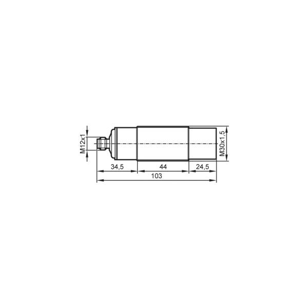 UIT301 IFM - Sensor Ultrassônico ifm Detecção de nível e distância M30, 250-2500mm, IO-Link, IP69K