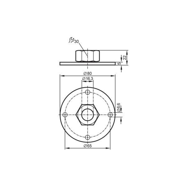 E43006 IFM - Placa de Flange para Sensores de Nível Fixação de Sensores Ø 16mm Alumínio