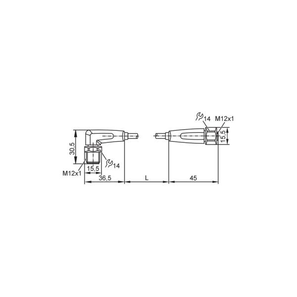 EVF371 IFM - Cabo de Ligação ifm Indústria Alimentícia 1m, M12, IP69K, Inox