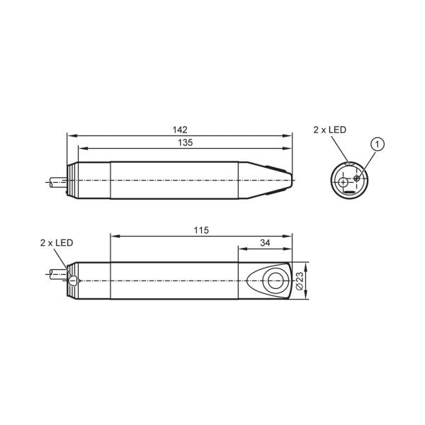 SL5101 IFM - Controlador de Circulação de Ar IFM Monitoramento de Fluxo 100-1000 cm/s, Ø 23mm
