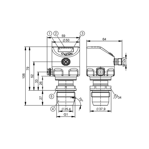 PI1808 IFM - Sensor de Pressão IFM Indústria Alimentícia Display IO-Link -12,4 a 250 mbar