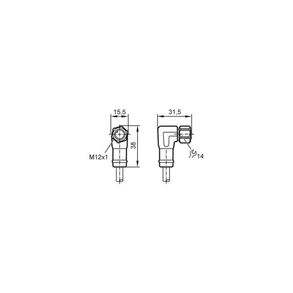 EVF488 IFM - Cabo Conector Fêmea M12 Indústria Alimentícia 20m IP69K Inox