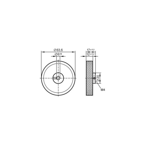 E60007 IFM - Roda de Medição ifm Medição de distância 200mm 63.6mm 6mm 60 Shore A