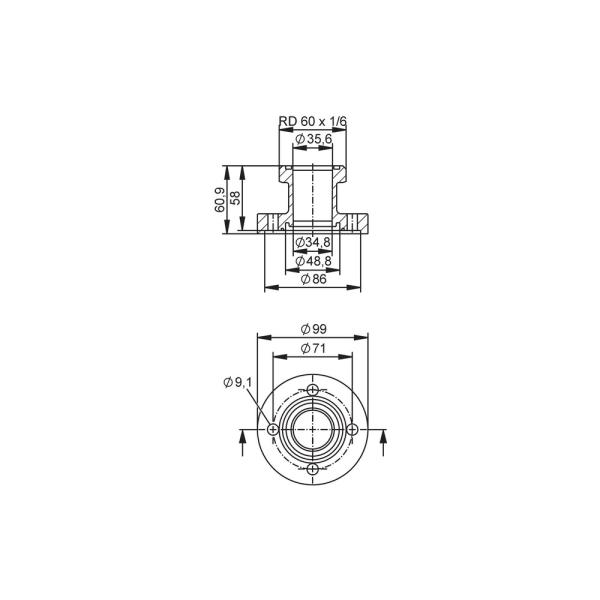 E40512 IFM - Adaptador de Processo SMS 1145 para Sensor de Vazão SMF DN40 Aço Inox 16 bar