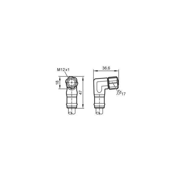 EVF618 IFM - Cabo de Conexão Fêmea M12 Indústria Alimentícia 10m, Codificação L, IP69K