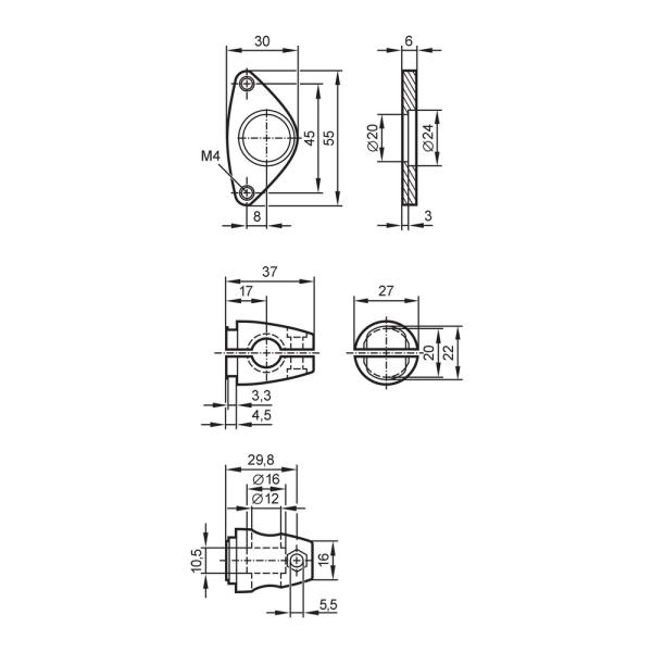 E2D110 IFM - Kit de Montagem Sensores de Visão Aço Inoxidável 12mm