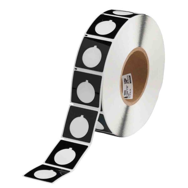 ETIQUETA BOTOEIRA PRETA DE 1.8"" X 1.8"" (45.70MM X 45.70MM) - RL C/500 THTEP-169-593-.5BK BRADY