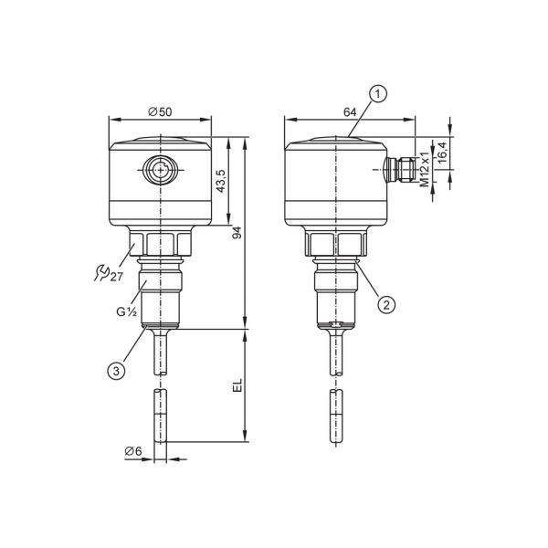 TCC551 IFM - Transmissor de Temperatura ifm Monitoramento de Processos IO-Link 1000mm G 1/2