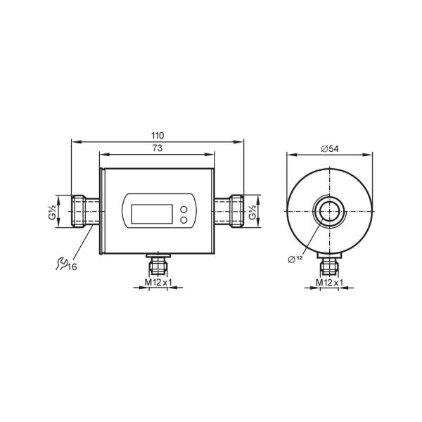 SM6100 IFM - Sensor Vazão Magnético-Indutivo Medição industrial 0,1-25 l/min, IO-Link, G 1/2