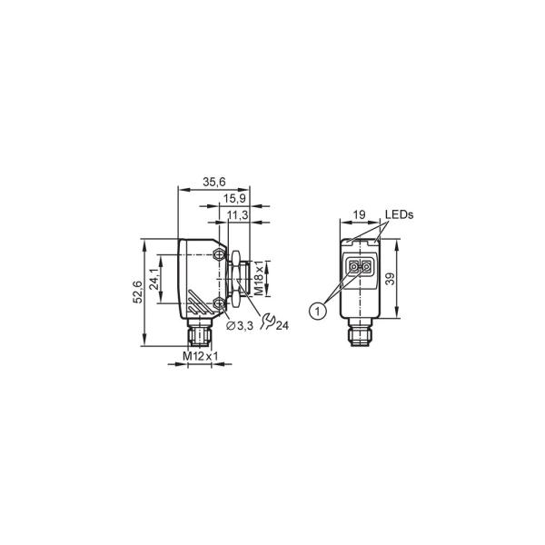 OGH580 IFM - Sensor de Reflexão Difusa IFM Detecção com Supressão de Fundo PNP 200mm M12 IP67