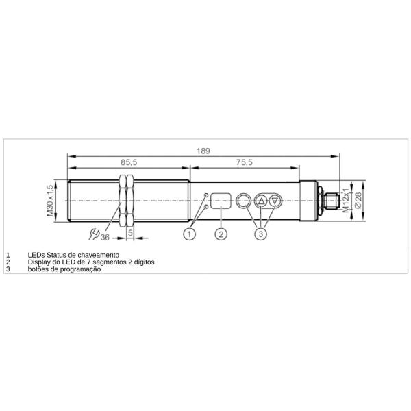 TW7001 IFM - Sensor Infravermelho IFM Medição de Temperatura 250-1250°C 2xPNP M12