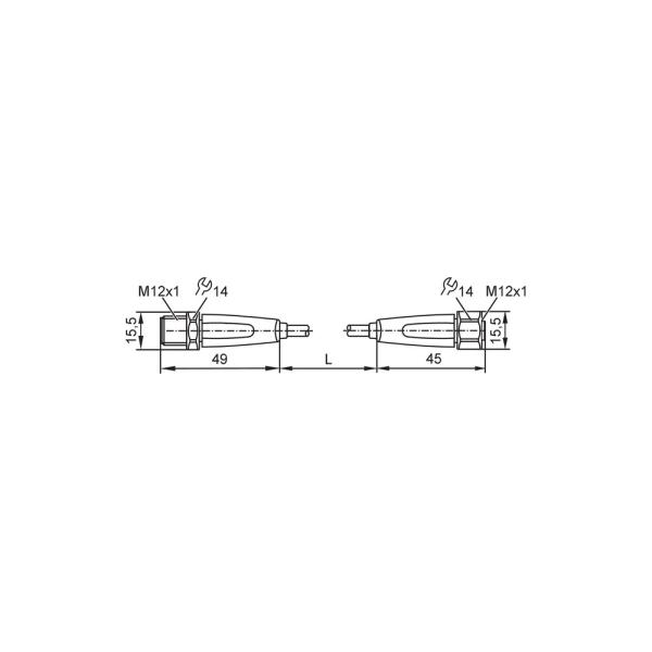 EVF043 IFM - Cabo de Ligação IFM Indústria Alimentícia 2m M12 Aço Inox IP69K
