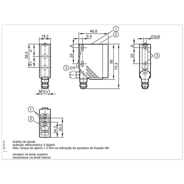 O5D100 IFM - Sensor Óptico de Distância ifm Automação Industrial 0,03-2m PNP IO-Link M12