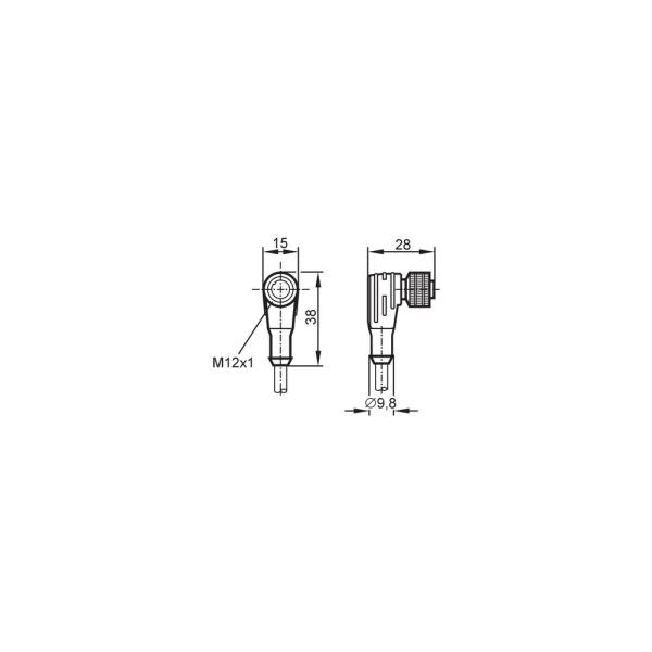 E12339 IFM - Cabo Conector Fêmea M12 Angular Automação Industrial 5m PUR Blindado